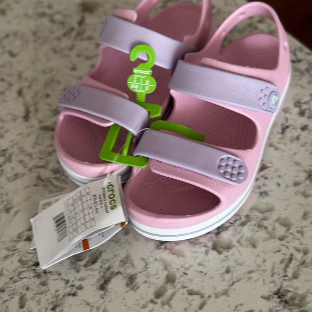 CROCS Kids' Pink and Lavender Sandals size j3 - Picture 3 of 7